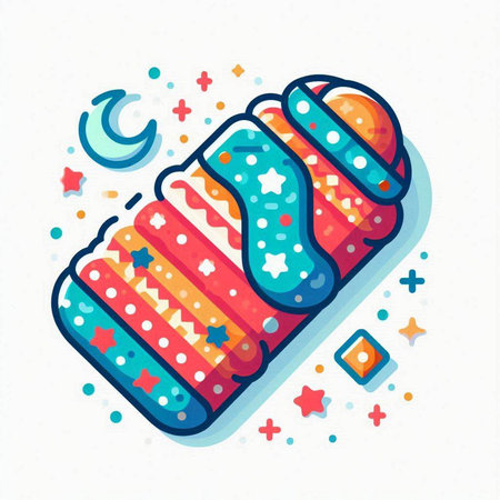 Vector illustration of a winter hat with a pattern of stars and snowflakesのイラスト素材