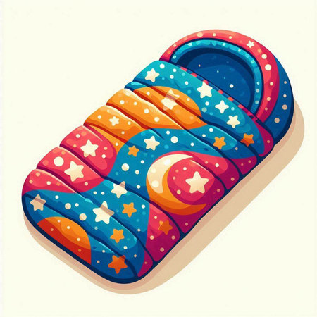 Illustration of a sleeping bag on a white background. Vector illustrationのイラスト素材