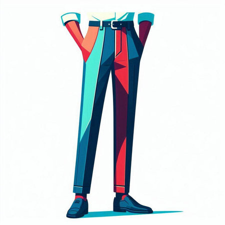 Fashion man in blue pants and red shoes. Vector illustration.のイラスト素材