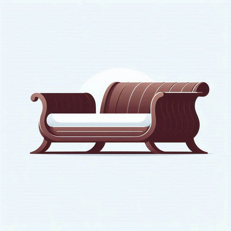 Illustration of sofa in retro style with soft shadows on a white backgroundのイラスト素材
