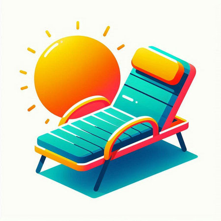 Isometric sun lounger on a white background. Vector illustration.のイラスト素材