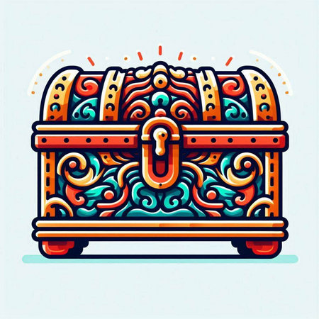 Treasure chest vector illustration. Hand drawn doodle icon.のイラスト素材