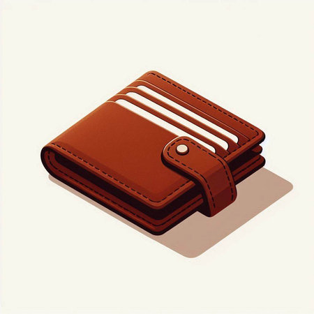 Brown leather wallet isolated on white background. Vector illustration. Eps 10.のイラスト素材