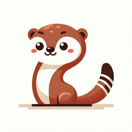 Cute cartoon otter. Vector illustration isolated on white background.のイラスト素材