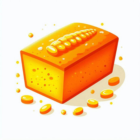 Illustration of a piece of orange cheese on a white background.のイラスト素材