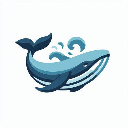 Blue whale logo. Isolated on white background. Vector illustration.のイラスト素材