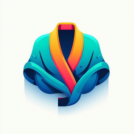 illustration of a kimono in blue and orange colors on a white backgroundのイラスト素材