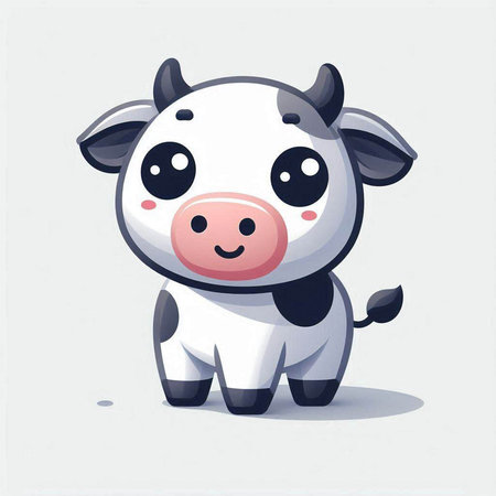 Cute cartoon cow on white background. Vector illustration of a cow.のイラスト素材