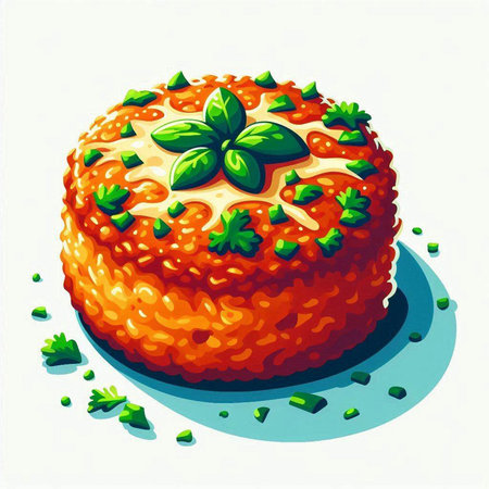 Illustration of a delicious cake with a garnish of parsleyのイラスト素材