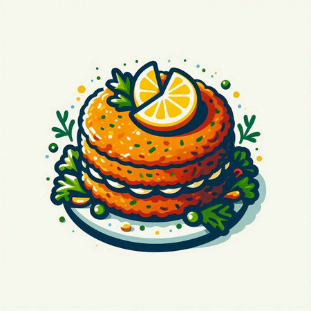 Lemon tartare. Vector illustration of a piece of lemon tartare.のイラスト素材