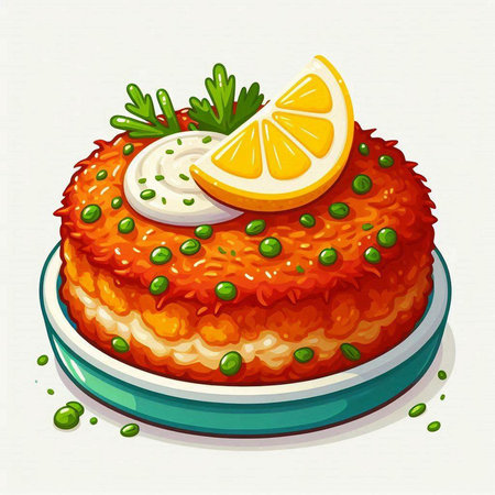 Illustration of a delicious carrot tartare with green peas and lemonのイラスト素材