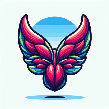 Colorful wing with blue sky in the background, vector illustration.のイラスト素材