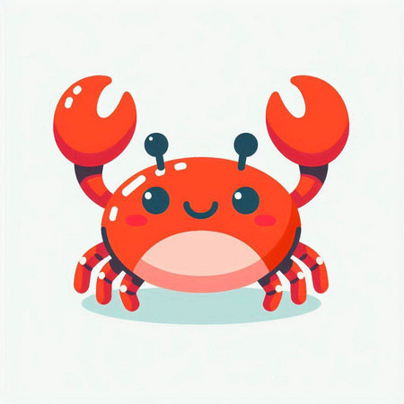 Cute cartoon crab. Vector illustration. Isolated on white background.のイラスト素材
