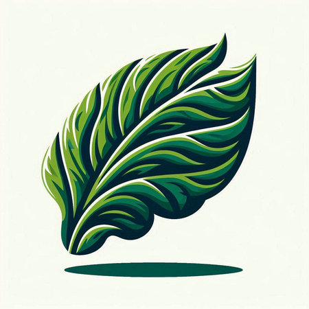 Illustration of a green leaf on a white background, vector illustrationのイラスト素材