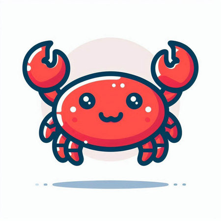 Cute cartoon crab. Vector illustration. Isolated on white background.のイラスト素材