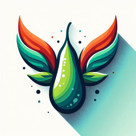 Abstract water drop with colorful wings on white background. Vector illustration.のイラスト素材