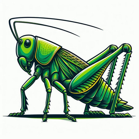 Grasshopper isolated on the white background. Vector illustration.のイラスト素材