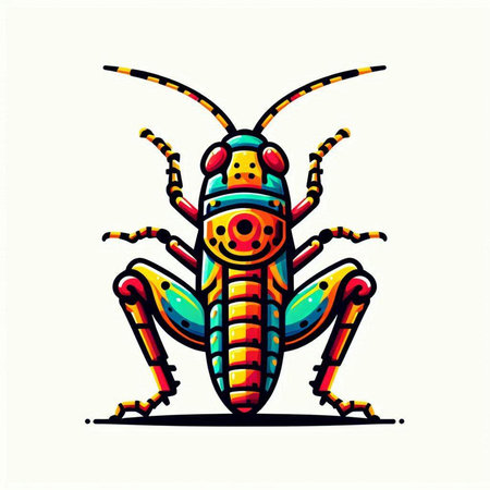 Colorful vector illustration of a grasshopper on a white backgroundのイラスト素材