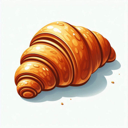 Illustration of a croissant on a white background with space for textのイラスト素材
