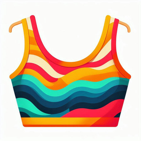 Women's swimsuit in the form of a rainbow. Vector illustration.のイラスト素材