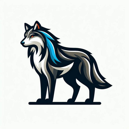 Illustration of a wolf mascot isolated on white background done in retro style.のイラスト素材