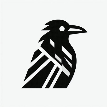 Crow logo in black and white colors. Vector illustration for your design.のイラスト素材