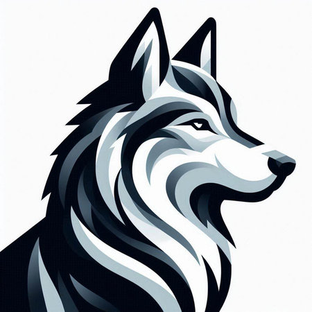 Illustration of a wolf head on a white background with space for textのイラスト素材