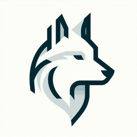 Wolf head vector logo design template. Head of a wolf in profile.のイラスト素材