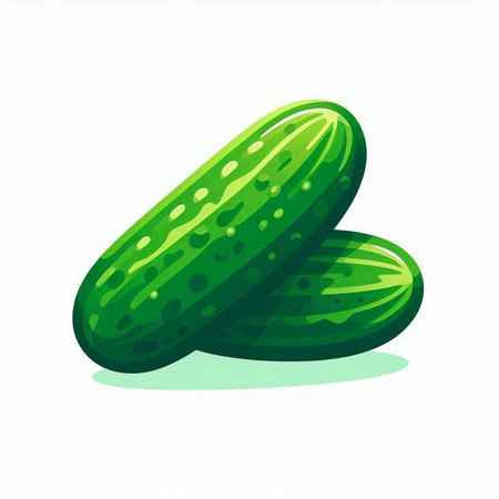 Cucumber vector illustration on white background. Vegetarian food.のイラスト素材