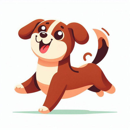 Cartoon dog running. Vector illustration isolated on a white background.のイラスト素材