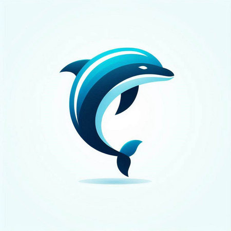 Dolphin logo design template. Vector illustration of a dolphin logo.のイラスト素材