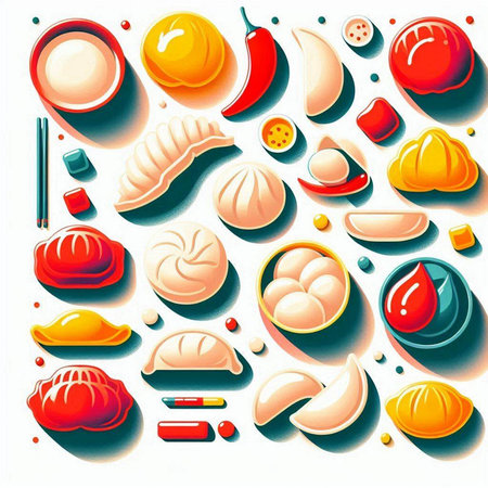 Vector illustration of a set of different kinds of sushi and rolls.のイラスト素材