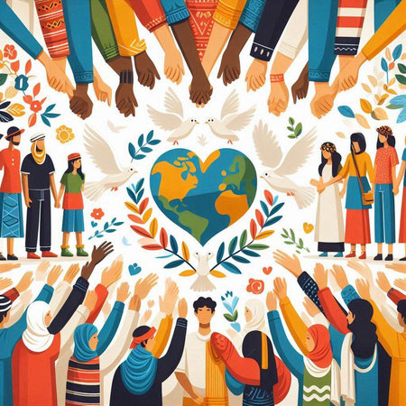 International Day of Remembrance and Reconciliation. The concept of peace and compassion.のイラスト素材