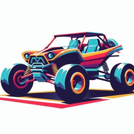 illustration of an off-road vehicle in the style of pop artのイラスト素材
