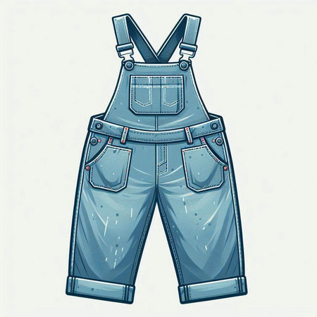 Jeans overalls. Vector illustration of a blue denim overalls.のイラスト素材