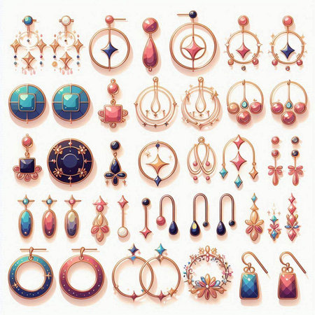 Jewelry design elements. Vector set of vintage jewelry and accessories.のイラスト素材