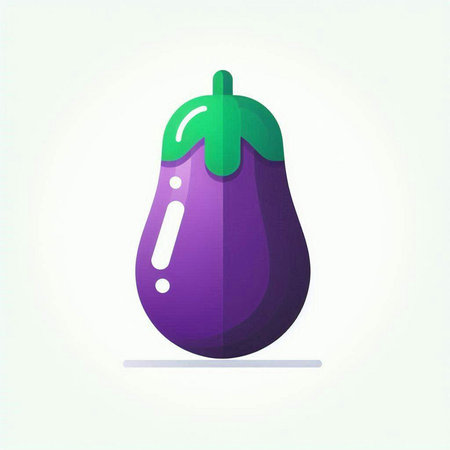 Eggplant flat icon. Vector illustration. Vegetarian food.のイラスト素材