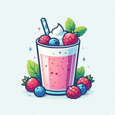 Smoothie with berries. Vector illustration in a cartoon style.のイラスト素材
