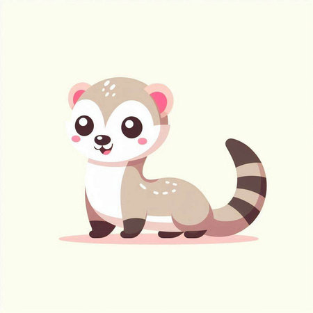 Cute raccoon cartoon character. Vector illustration in flat style.のイラスト素材