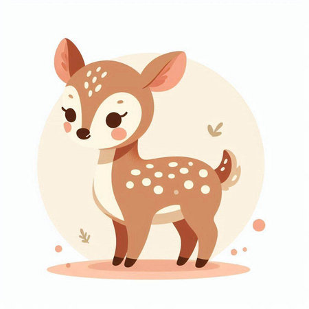 Cute deer on white background. Vector illustration in cartoon style.のイラスト素材