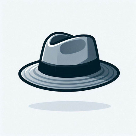 Illustration of a black hat on a white background with shadow.のイラスト素材