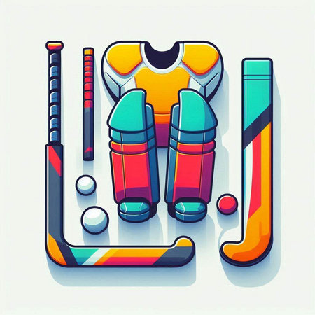 illustration of ice hockey sport equipment on white background - vector illustrationのイラスト素材