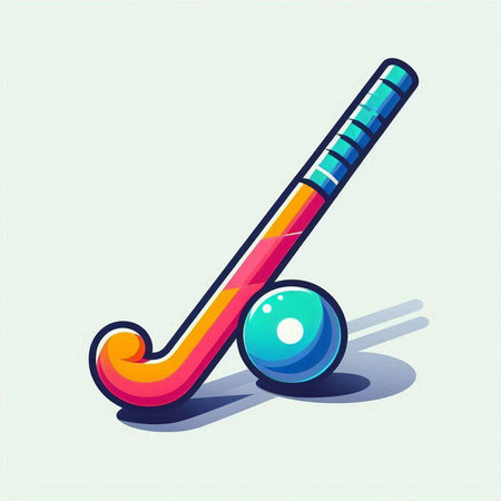 hockey stick and ball, vector illustration, eps10.のイラスト素材