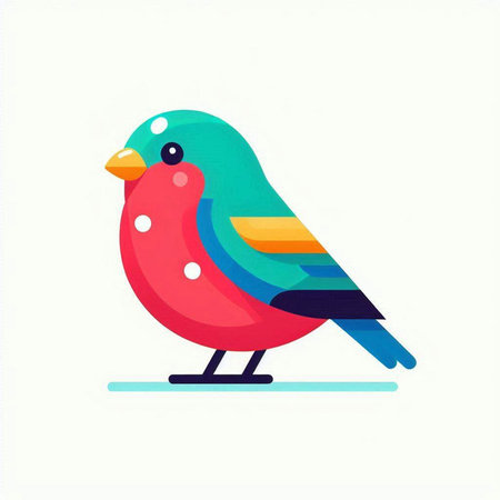 Illustration of a colorful bird on a white background, vector illustrationのイラスト素材