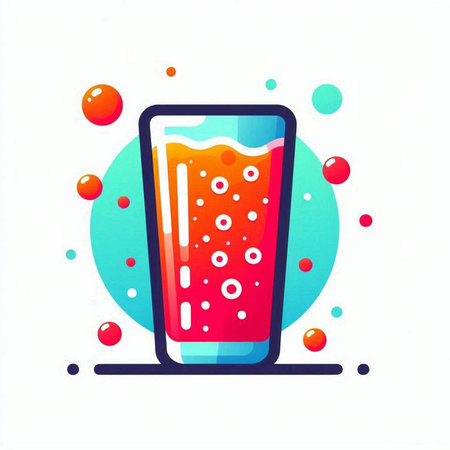 Fruit juice in a glass. Vector illustration in flat style.のイラスト素材