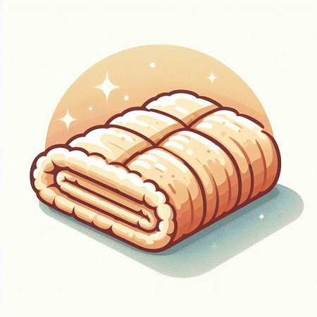Rolled up towel on a white background. Vector illustration in cartoon style.のイラスト素材