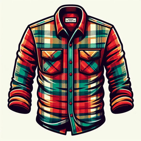 Vector illustration of a men's shirt in the style of the 80s.のイラスト素材