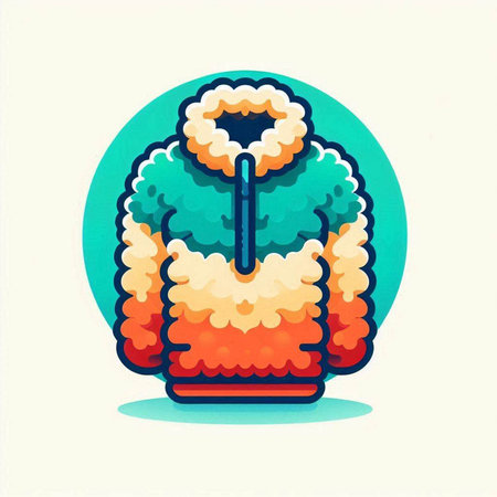 Fur coat icon. Winter clothing. Vector illustration in flat styleのイラスト素材