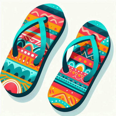 Flip-flop with abstract colorful pattern. Vector illustration.のイラスト素材