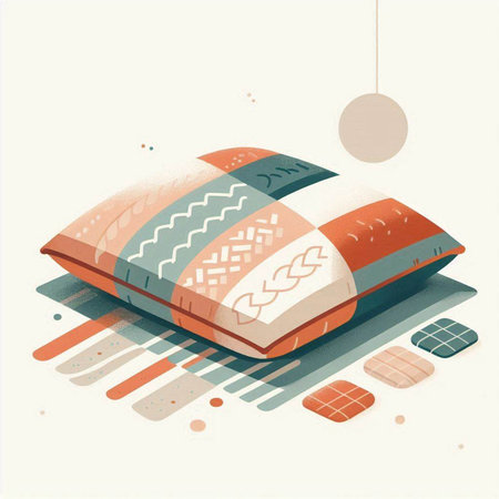 Illustration of a pillow with a pattern in isometric style.のイラスト素材